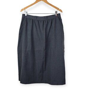 Jeana Skirt 18 Womens Vintage 80s Gray Polyester Blend Striped Pencil Lined